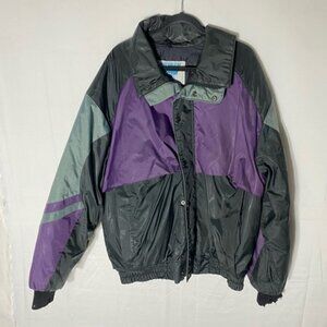 Vintage Ice Man Black Grey Purple Bomber Style Winter Coat Ski Jacket XXL